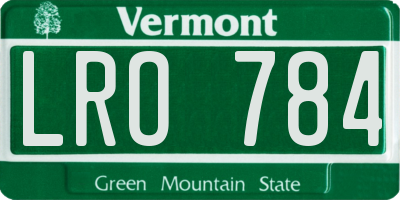 VT license plate LRO784