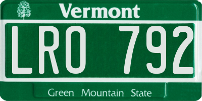 VT license plate LRO792