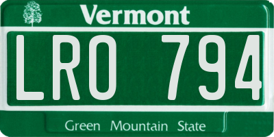 VT license plate LRO794