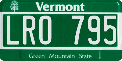 VT license plate LRO795