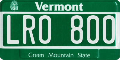 VT license plate LRO800