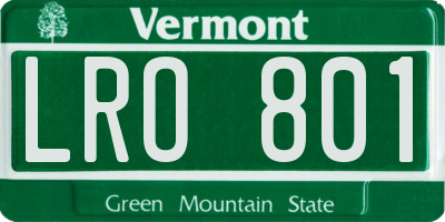 VT license plate LRO801
