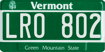 VT license plate LRO802