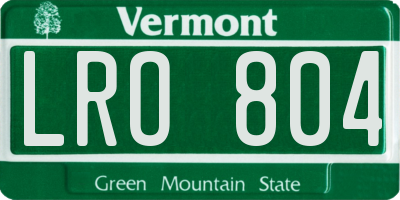VT license plate LRO804