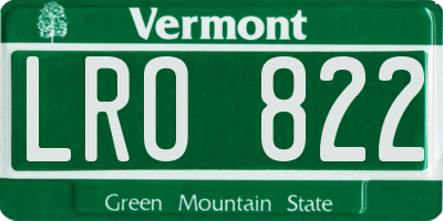 VT license plate LRO822