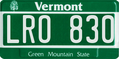 VT license plate LRO830
