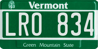 VT license plate LRO834