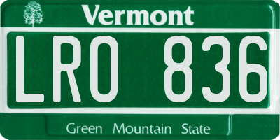 VT license plate LRO836