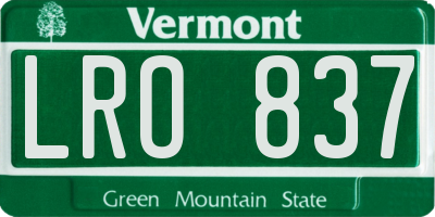 VT license plate LRO837