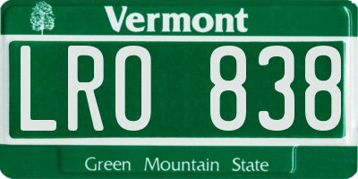 VT license plate LRO838
