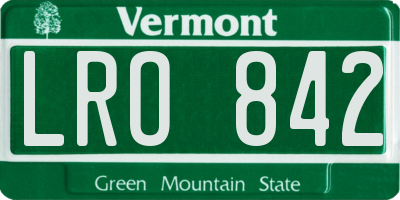 VT license plate LRO842