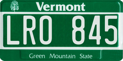 VT license plate LRO845