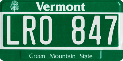 VT license plate LRO847