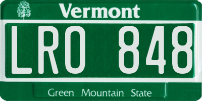 VT license plate LRO848