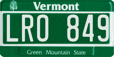 VT license plate LRO849