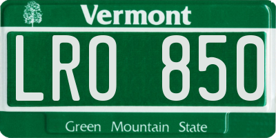 VT license plate LRO850
