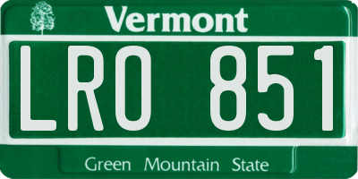 VT license plate LRO851