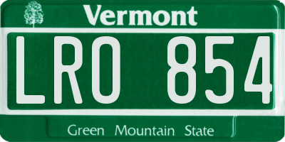 VT license plate LRO854