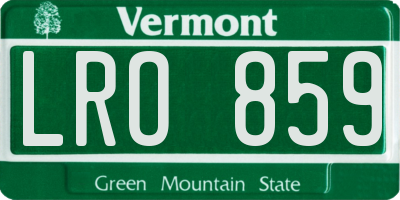VT license plate LRO859