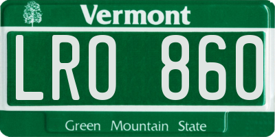VT license plate LRO860