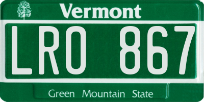 VT license plate LRO867