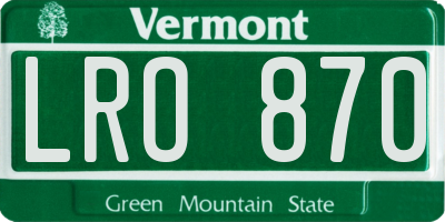 VT license plate LRO870