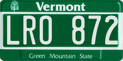 VT license plate LRO872