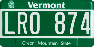 VT license plate LRO874