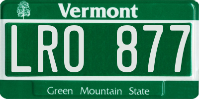 VT license plate LRO877