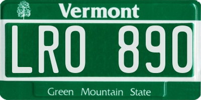 VT license plate LRO890