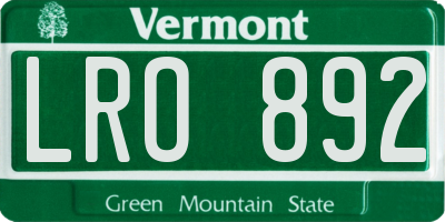VT license plate LRO892