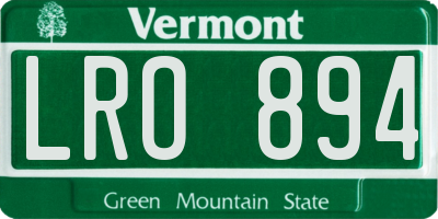 VT license plate LRO894