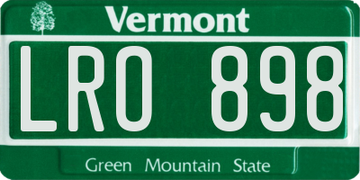 VT license plate LRO898