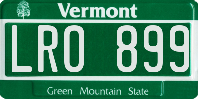 VT license plate LRO899