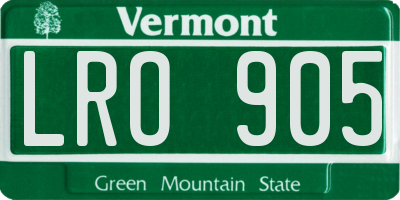VT license plate LRO905
