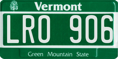 VT license plate LRO906