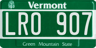 VT license plate LRO907