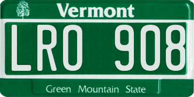 VT license plate LRO908