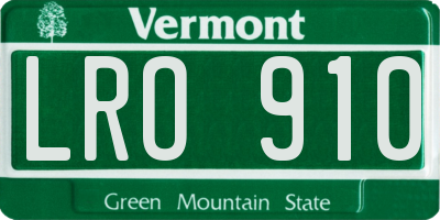 VT license plate LRO910