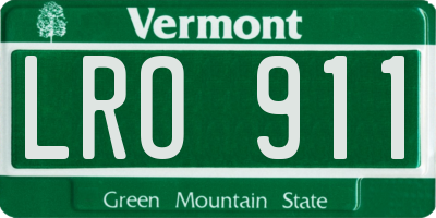 VT license plate LRO911