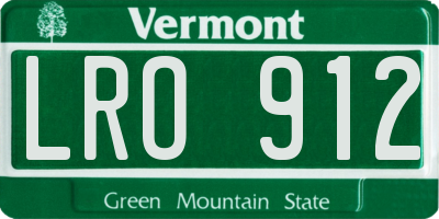 VT license plate LRO912