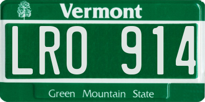 VT license plate LRO914
