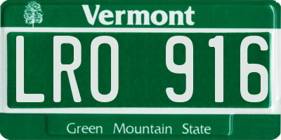 VT license plate LRO916