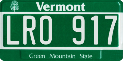 VT license plate LRO917