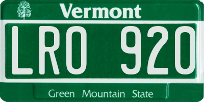 VT license plate LRO920
