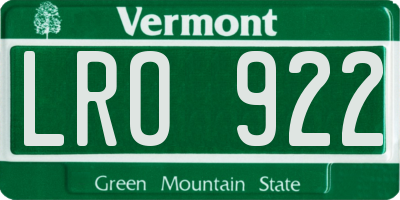 VT license plate LRO922