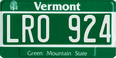VT license plate LRO924