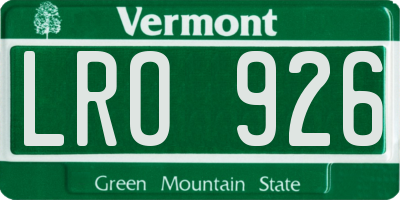 VT license plate LRO926