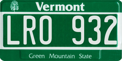 VT license plate LRO932
