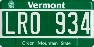 VT license plate LRO934